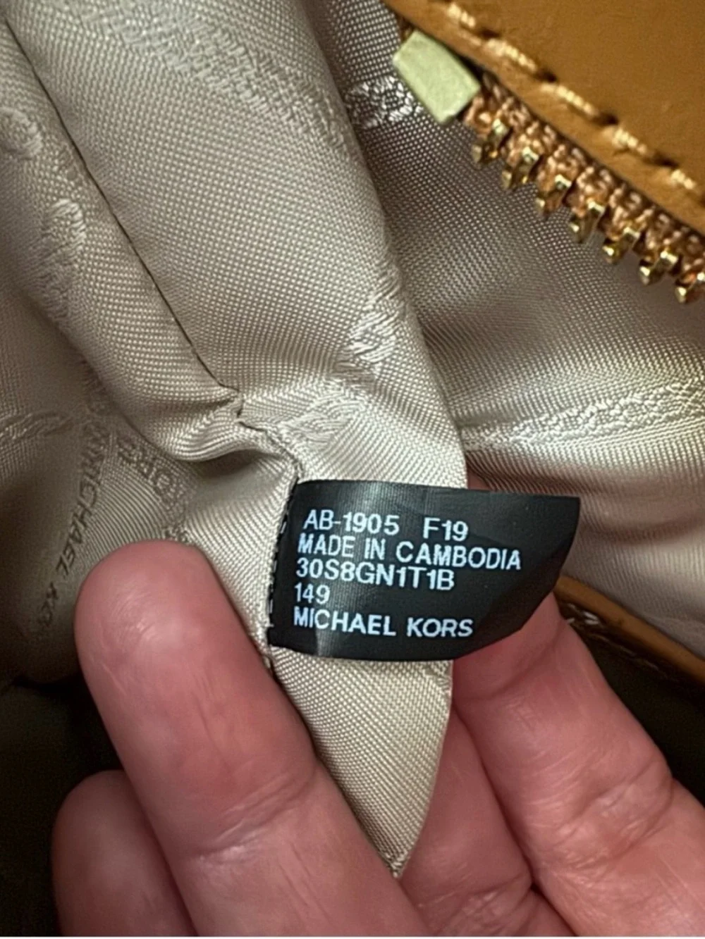 Michael Kors Beige Canvas MK Logo Tote with Brown Trim